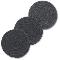 Cpaoo Potholders Set, 100% Pure Cotton Thread Weave Hot Pot Holders Trivets Set (Set of 3) Stylish Coasters, Hot Pads, Hot Mats, Spoon Rest for Cooking and Baking by Diameter 7", Dark Gray