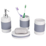 Home Basics 4PC Bath Accessory Set w/RUBBE, White