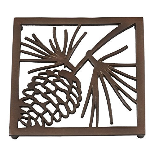 DII Non-Slip Pinecone Trivet with Rubber Pegs/Feet, 8x8" Set of 2, Vintage Decorative Hot Pad Pot Holder, Perfect for Kitchen and Dinning Table