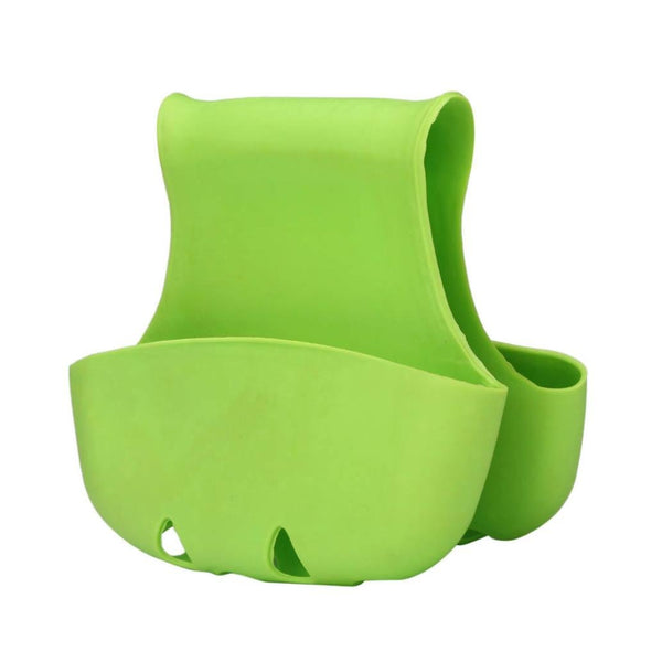 Sponge Holder Double Sink Caddy Soap Holder for Kitchen Organization Plastic Storage Baskets (Green)