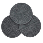 Mia'sDream100% Cotton Thread Weave Pot Holders, Hot Pads, Pot Holders, Spoon Rest for Cooking and Baking, Round Diameter 7 Inches,Set of 3 Pack Dark Grey