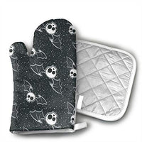 Klnsha7 Halloween Skulls Bat Oven Hot Mitts Professional Heat Resistant Pot Holder & Baking Gloves