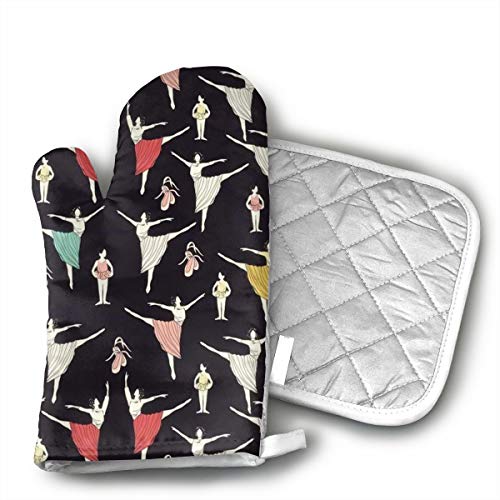 Ubnz17X Dance Oven Mitts and Pot Holders for Kitchen Set with Cotton Non-Slip Grip,Heat Resistant