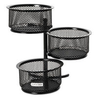 Rolodex - 3 Tier Wire Mesh Swivel Tower Paper Clip Holder, 3 3/4 x 6 1/2 x 6 - Black