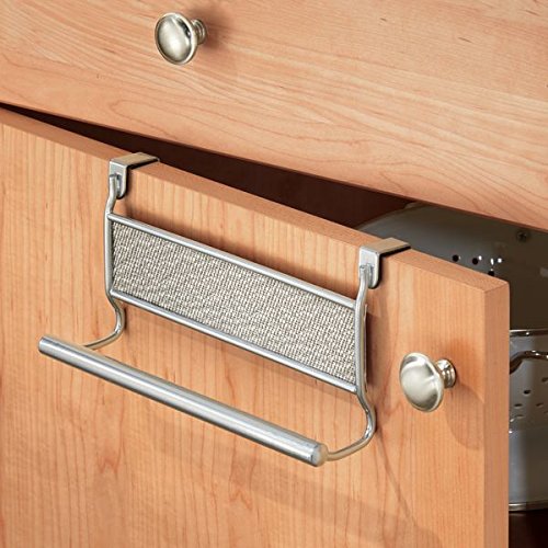 mDesign Over-the-Cabinet Kitchen Dish Towel Bar Holder - Metallic