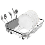 On amazon blitzlabs dish drying rack stainless steel with utensil holder adjustable handle drying basket storage organizer for kitchen over or in sink on countertop dish drainer grey