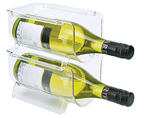 Set of 2 Refrigerator or Cabinet Stackable Wine Bottle Racks Bins
