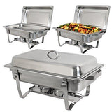 Amazon best super deal 8 qt stainless steel 4 pack full size chafer dish w water pan food pan fuel holder and lid for buffet weddings parties banquets catering events 6