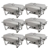 The best super deal 8 qt stainless steel 4 pack full size chafer dish w water pan food pan fuel holder and lid for buffet weddings parties banquets catering events 6