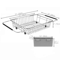 Purchase blitzlabs dish drying rack stainless steel with utensil holder adjustable handle drying basket storage organizer for kitchen over or in sink on countertop dish drainer grey