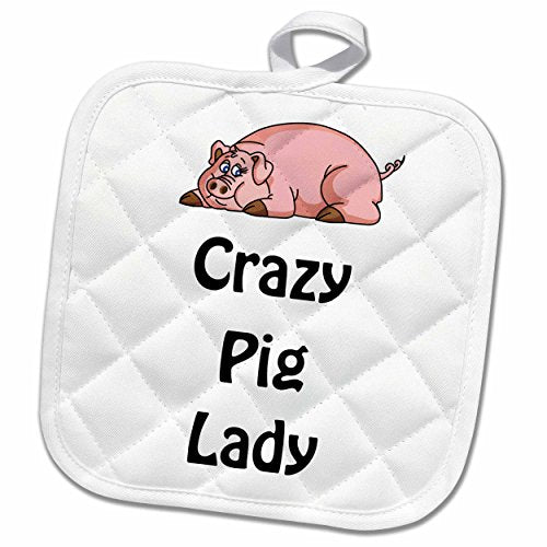 3D Rose Crazy Pig Lady Pot Holder, 8 x 8