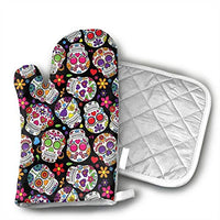 Ubnz17X Dead Sugar Skulls Oven Mitts and Pot Holders for Kitchen Set with Cotton Non-Slip Grip,Heat Resistant