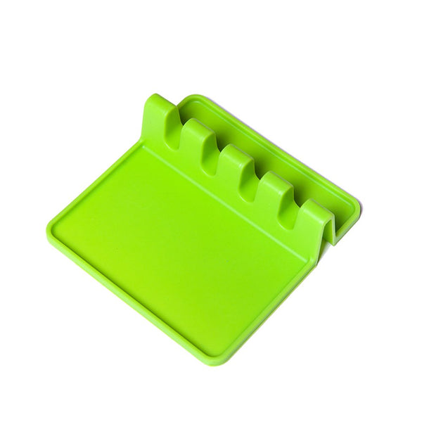 Heat Resistant Ladle Fork Mat - Ehonestbuy Silicone Spoon Holder Utensil Rest Kitchen Tool (Green)