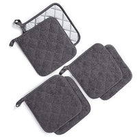 Jennice House Potholders Set, Heat Resistant Hot Pads Mats Coasters Terry Cotton Pot Holders for Cooking and Baking, Set of 6(Gray)