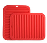 Smithcraft Silicone Trivets mat set 9"X12" Big Size Multi-purpose Drying Trivet Mat, Pot Holder, Waterproof, (Set of 2) Non Slip, Flexible, Durable, Dishwasher Safe Red