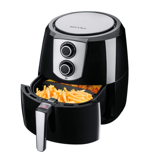Secura Air Fryer 1800W Electric Hot Air Fryers Nonstick Cooker for Healthy Oil-free Low Fat Cooking with Automatic Timer and Temperature Control, Extra Large Capacity 5.2L/5.5QT, Bonus Food Divider