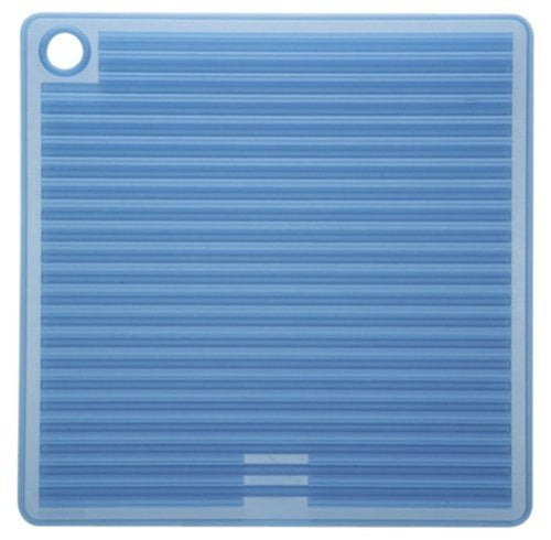 Mastrad Silicone Pot Holder - High Heat Resistant Trivet is Dishwasher Safe and Featured Double-Sided Non-Slip Ridges For Ultimate Gripability, Blue