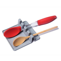 Kitchen Utensil Rest, ICASA, Heat Resistant Ladle Fork Mat Giant Spoon Rest Ladle Spoon holder (Gray)