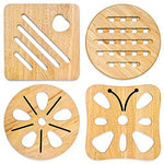 KIHR GOODS Trivet Set For Hot Dishes. 4 Heat Resistant Wooden Pot And Pan Holders For Table And Countertop.