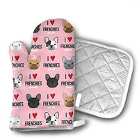 Ubnz17X I Love French Bulldogs Fabric Oven Mitts and Pot Holders for Kitchen Set with Cotton Non-Slip Grip,Heat Resistant