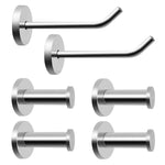 Yotako 6 Pack Wall-Mount Robe Hook, 2 Size 4 X Stainless Steel Bath Towel Hooks +2 X Super Heavy Duty Long Nose Coat Hat Wall Hangers Brushed Nicke for Home Kitchen Bathroom Closets (2 Inch 4 Inch)