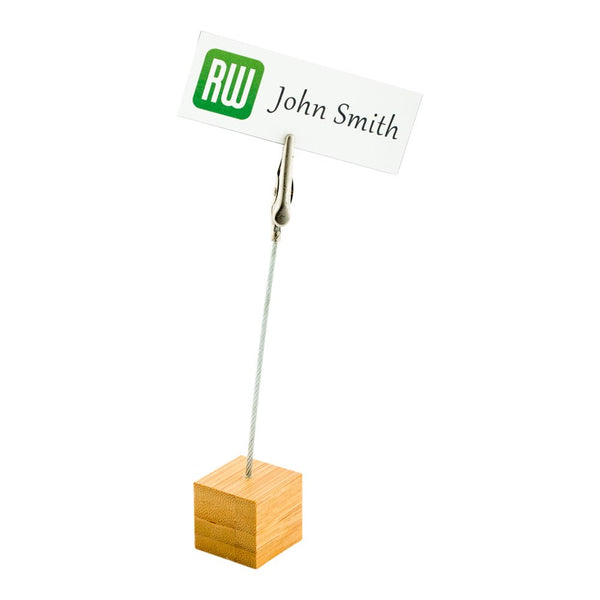 Table Card Holder, Number Holder, Name Holder - Bamboo - Metal Clip - 5" - 100ct Box - Restaurantware