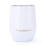 Pandaria 12 oz Stainless Steel Stemless Wine Glass Tumbler with Lid, Double Wall Vacuum Insulated Travel Tumbler Cup for Wine, Coffee, Drinks, Champagne, Cocktails, White