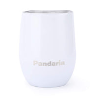 Pandaria 12 oz Stainless Steel Stemless Wine Glass Tumbler with Lid, Double Wall Vacuum Insulated Travel Tumbler Cup for Wine, Coffee, Drinks, Champagne, Cocktails, White