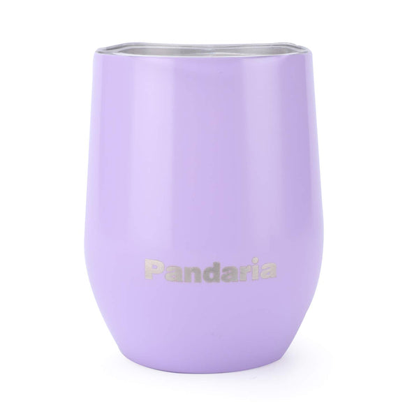 Pandaria 12 oz Stainless Steel Stemless Wine Glass Tumbler with Lid, Double Wall Vacuum Insulated Travel Tumbler Cup for Wine, Coffee, Drinks, Champagne, Cocktails, Purple