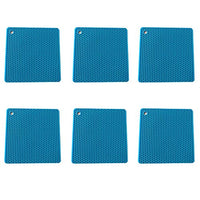 Multipurpose Silicone Pot Holders,Silicone Mat Drying,Kitchen Non Slip Pads, Trivets,silicone hot pad, Spoon Rests , Non-slip, Insulation, Durable, Resistant Hot Pads for Table Kitchen (6pack)-blue
