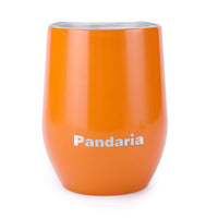 Pandaria 12 oz Stainless Steel Stemless Wine Glass Tumbler with Lid, Double Wall Vacuum Insulated Travel Tumbler Cup for Wine, Coffee, Drinks, Champagne, Cocktails, Orange