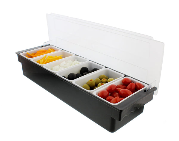 G. Francis Ice Cooled Condiment Serving Container Chilled Garnish Tray Bar Caddy for Home Work or Restaurant