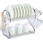 Dish Rack Drying Drainer Kitchen Holder 2 Steel Stainless Organizer Sink Tray Cup Dryer Cutlery Storage Tier Over Tiers Roll