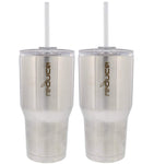 REDUCE COLD-1 Tumbler, 2 Pack Set - 30oz Stainless Steel Tumbler With Straw & Lid - Reduce Insulated Tumbler Keeps Drinks Hot & Cold, Ideal for Water & Tea - A Perfect Coffee Travel Mug For the Office