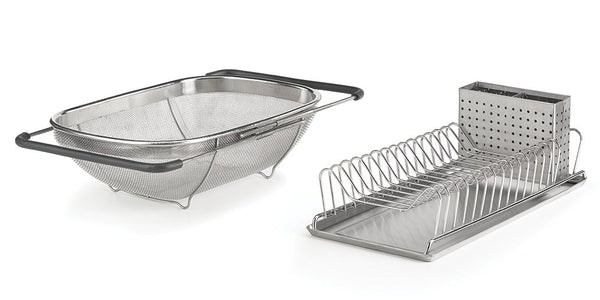 EverHome Compact Dish Rack & Sink Strainer Combo Pack, Rust-Resistant Stainless Steel – Requires Limited Countertop Space