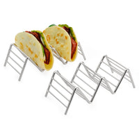 Amazer 2-Pack Taco Holder, Taco Stand Stainless Steel Rustproof Taco Rack Hold 2 or 3 Hard or Soft Taco Shells Taco Truck Tray Style Oven Safe for Baking
