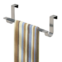 mDesign Over the Cabinet Kitchen Dish Towel Bar Holder - Brushed Stainless Steel