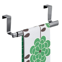 mDesign Over-the-Cabinet Expandable Kitchen Dish Towel Bar Holder - Black/Chrome