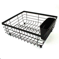 Countertop Dish Drainer Black Dish-Drying Rack with Removable Utensil Holder