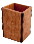 American Made Sculpted Cherry Wood Utensil Holder Crock