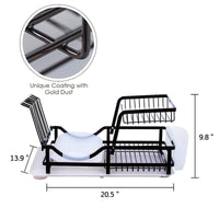 Purchase 2 tier dish rack dish drying rack with utensil holder and drain board wine glass holder easy storage rustproof kitchen counter dish drainer rack organizer iron