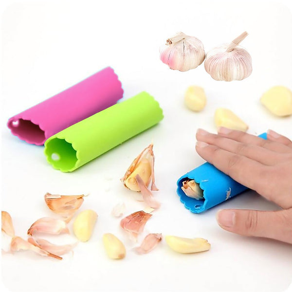 Silicone Garlic Peeler, Silicone Garlic Roller Peeling Tube Tool for Useful Kitchen Tools, Random Color, 3 PCS