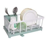 Stylish Sturdy Stainless Steel Metal Wire Medium Dish Drainer Drying Rack for Kitchen Countertop (green)