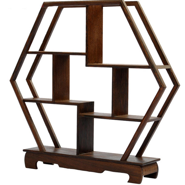 NWFashion Chinese Wooden Assemble Display Stand Home&Office Square Decoration Curio Cabinets Shelf (1)