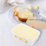 Discover the shineme butter dish with wooden lid enamel butter keeper butter container cheese storage holder used for kitchen counter or fridge white