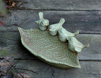 Select nice zoele ceramic rustic leaf bird feeder desk accessory ashtray jewelry organizer key storage box soap dish soap box home outdoor decoration