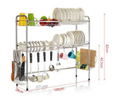 Kitchen mago retractable 304 stainless steel dish rack drain rack sink universal pool frame kitchen shelf multi function kitchen storage size 100cm x 28cm x 82cm