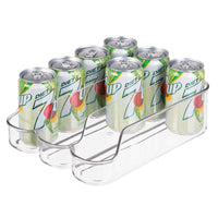 mDesign Small Plastic Kitchen Bin Storage Organizer Rack for Pop/Soda Bottles for Refrigerator, Pantry, Countertops and Cabinets - Holds Beverage Cans, Water, Juice Boxes 8 oz; 10" Long - Clear