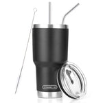 DYNAMIC SE 30oz Tumbler Double Wall Stainless Steel Vacuum Insulated Travel Mug with Splash-Proof Lid Metal Straw and Brush