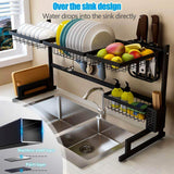 Best seller  fnboc over the sink dish drying rack adjustable dish drainer shelf multifunctional kitchen storage organizer with utensils holder sink size 32 5in